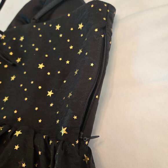 ALLEGRA K Party Metallic Stars Mini Dress/ Spaghetti Strap Sz: L Black/Gold - Picture 9 of 15